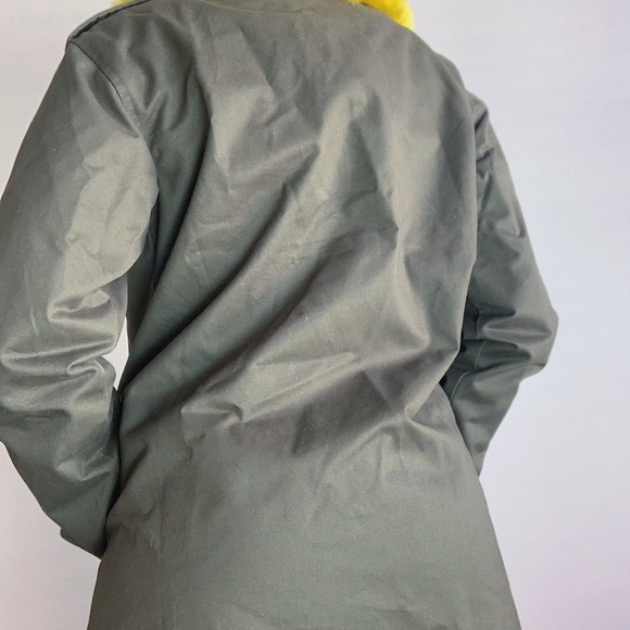 Olive Jacket with Yellow Faux Fur Collar - Picture 3 of 3